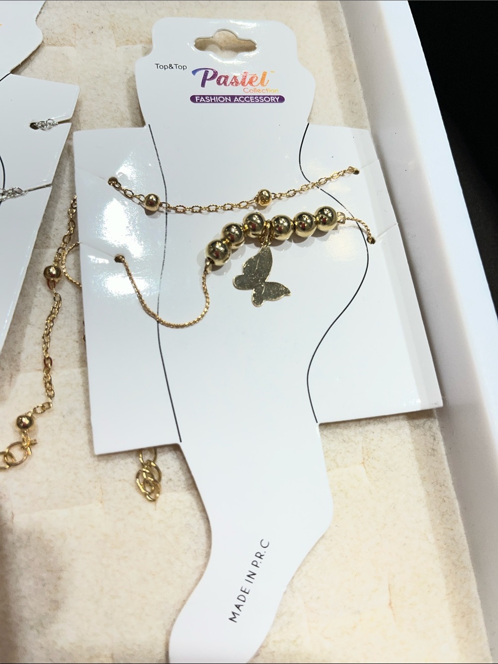 Pastel Collection Gold Butterfly Beaded Bracelet Set